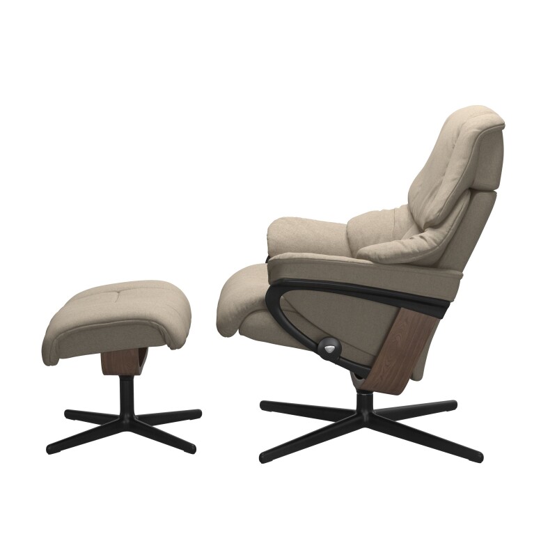 Stressless® Reno (M) Cross Base Recliner with Ottoman 1169317579814506
