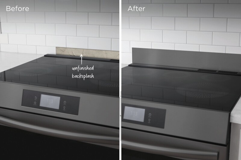 Front Control Range Black Stainless Steel Universal Backguard 11NBBKGDDS