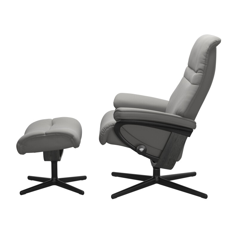 Stressless® Sunrise (M) Cross Base Recliner with Ottoman 1237317094104508