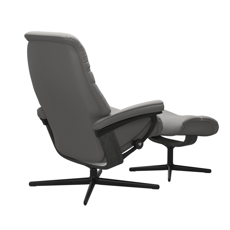 Stressless® Sunrise (M) Cross Base Recliner with Ottoman 1237317094104508