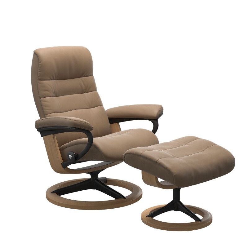 Stressless® Opal (M) Signature Base Recliner with Ottoman 1255315094434504