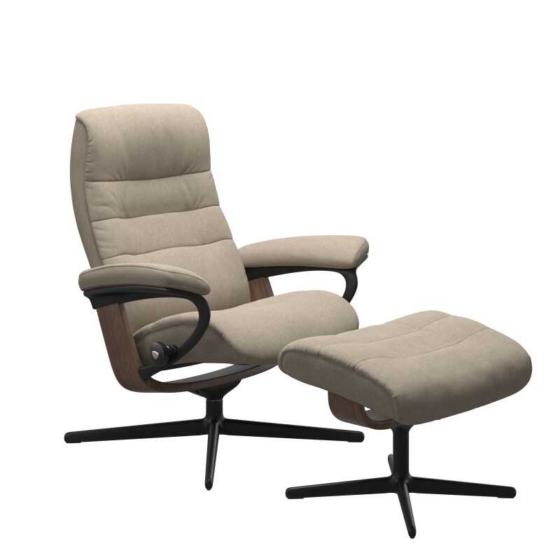 Stressless® Opal (M) Cross Base Recliner with Ottoman 1255317579814506