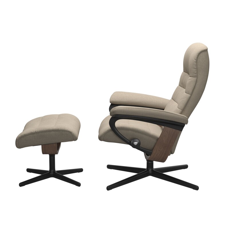 Stressless® Opal (M) Cross Base Recliner with Ottoman 1255317579814506