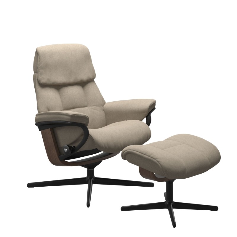 Stressless® Ruby (M) Cross Base Recliner with Ottoman 1259317579814506