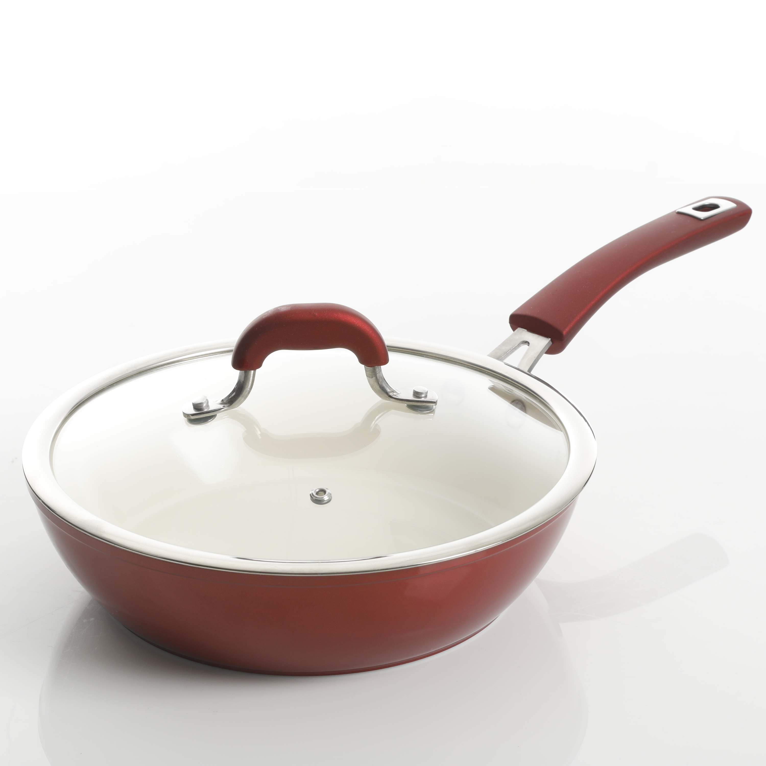 Arlington Healthy Nonstick Ceramic Coated Forged Aluminum Induction Cookware, 12-Piece, Metallic Red 12635812