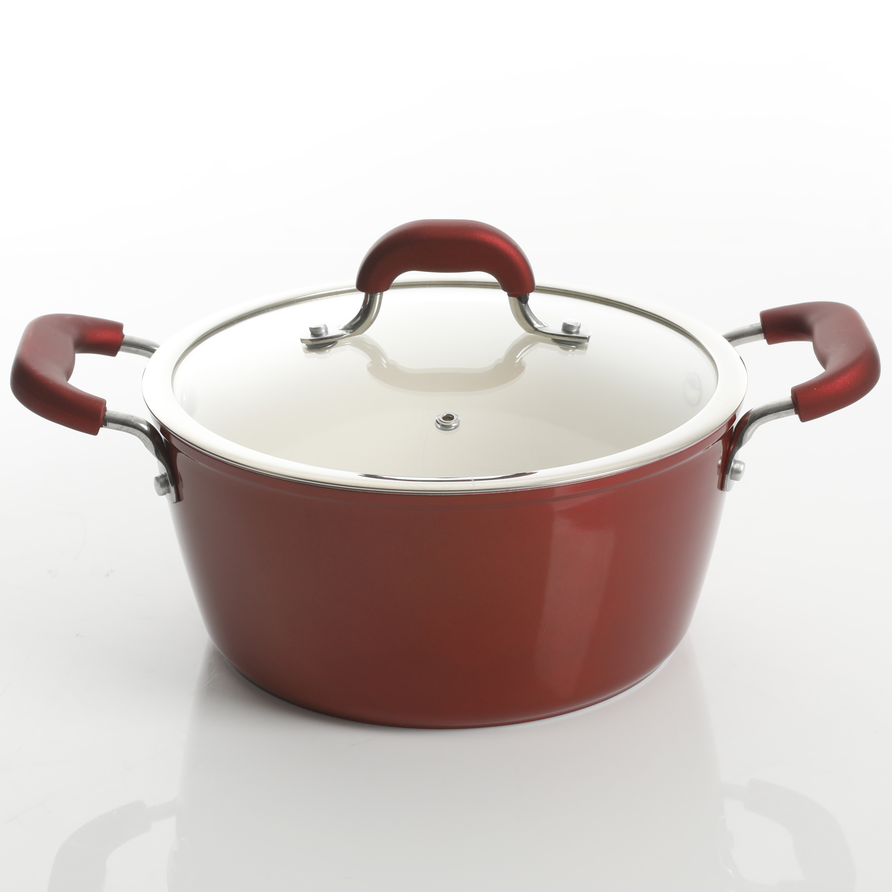Arlington Healthy Nonstick Ceramic Coated Forged Aluminum Induction Cookware, 12-Piece, Metallic Red 12635812