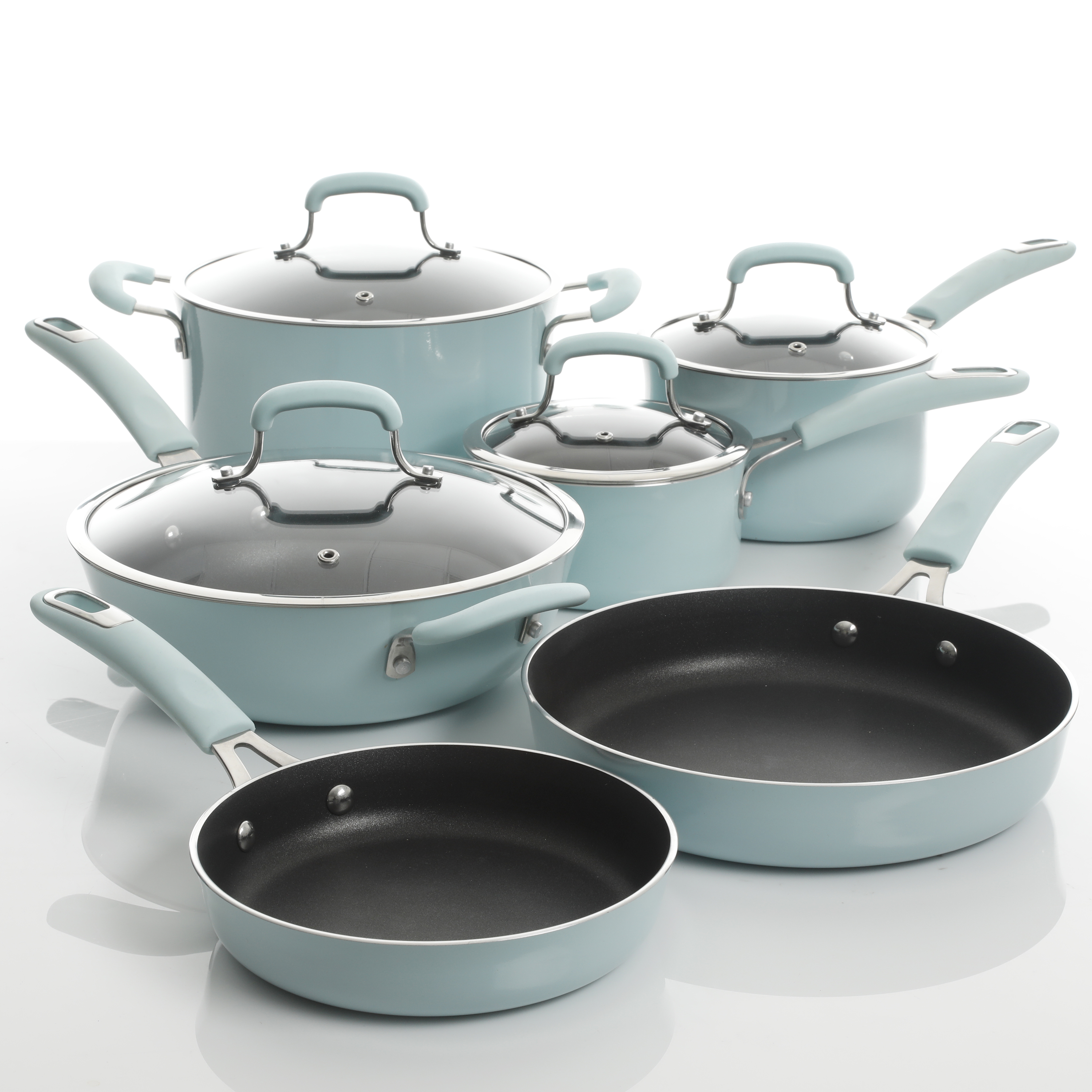 Elite Andover Nonstick Platinum Forged Aluminum Cookware Set, 10-Piece, Glacier Blue 12636910
