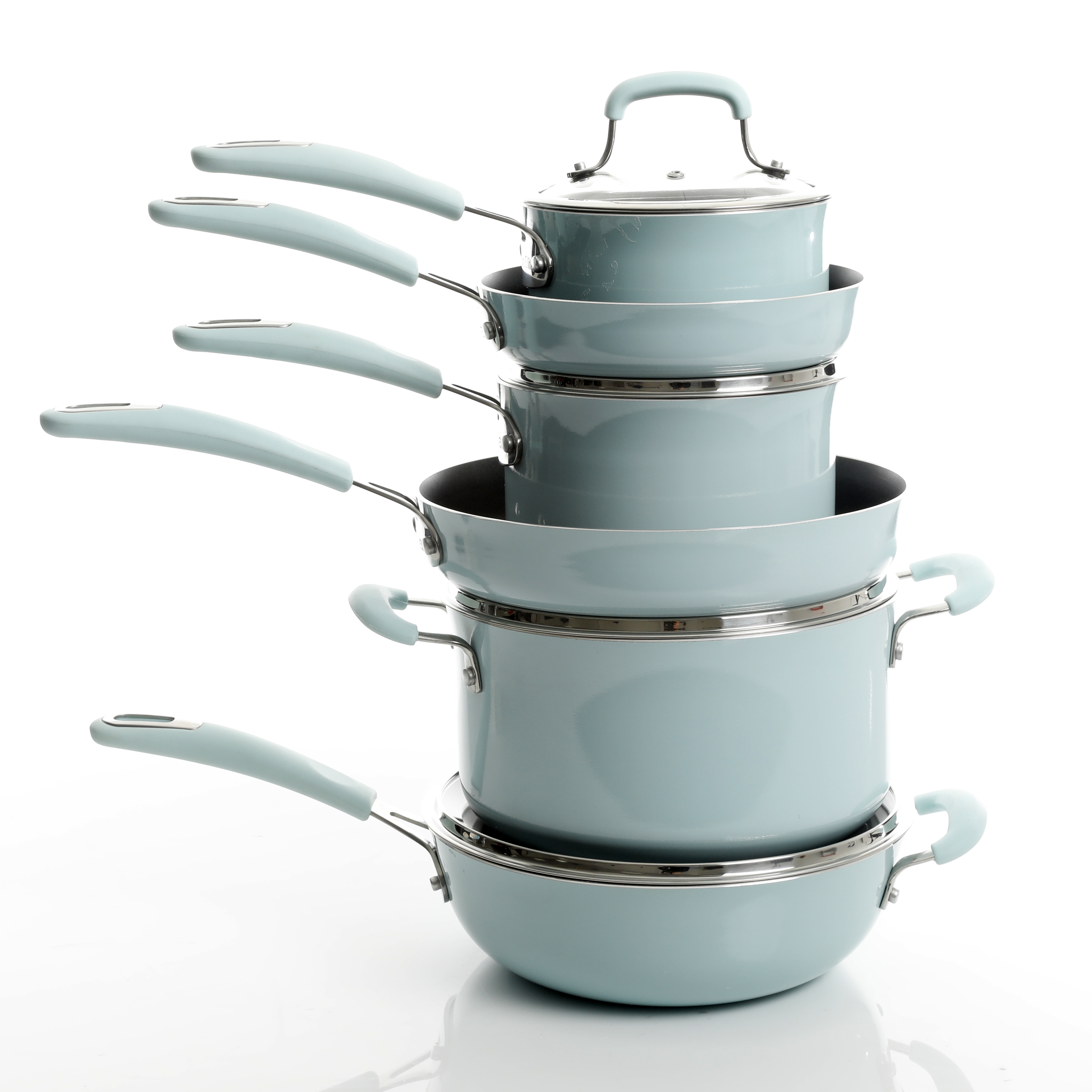 Elite Andover Nonstick Platinum Forged Aluminum Cookware Set, 10-Piece, Glacier Blue 12636910