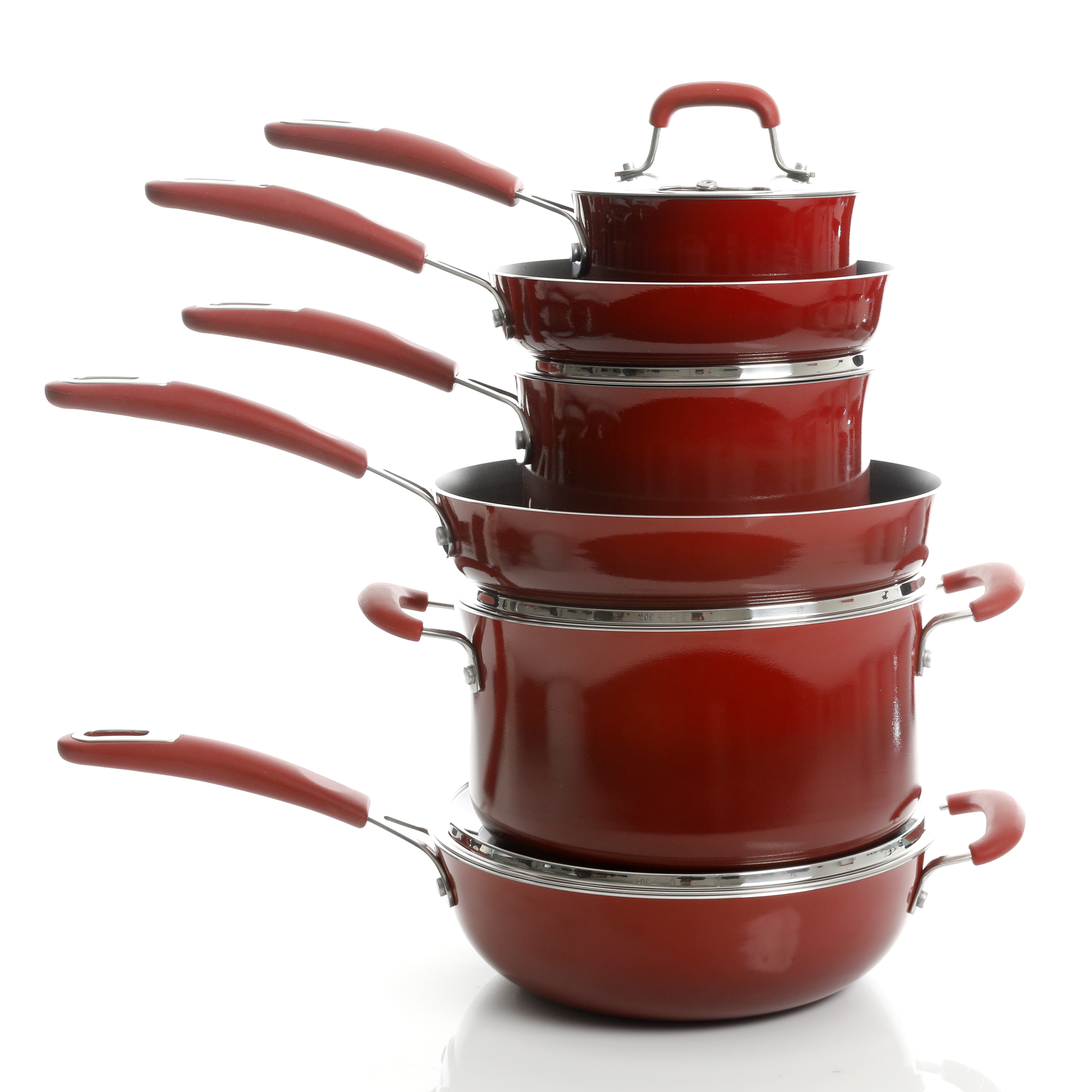 Elite Andover 10-Piece Aluminum Cookware Set, Red 1263701
