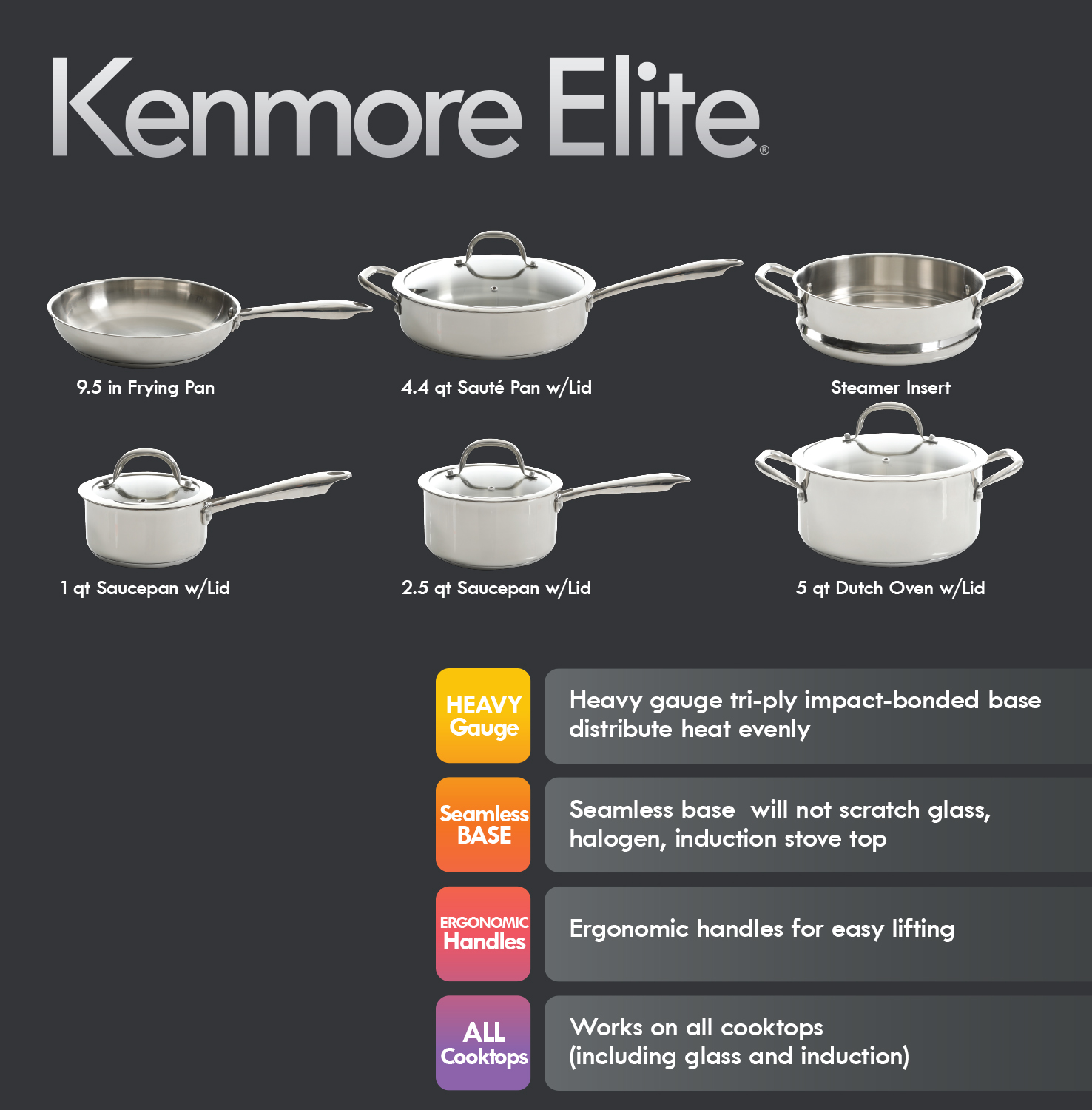Devon 10-Piece Stainless Steel Cookware Set 1263791