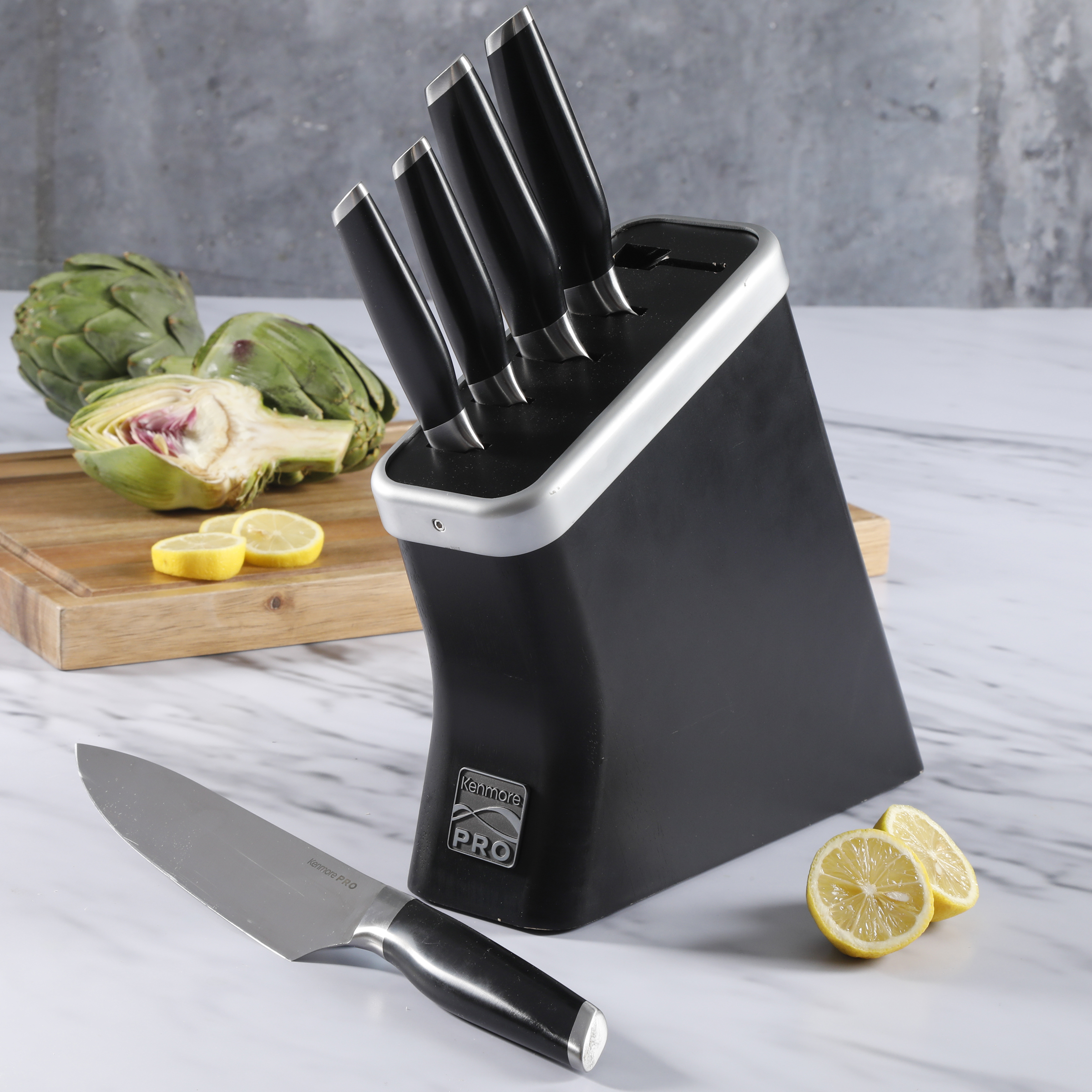 Pro Truman Stainless Steel Knife Block Set, 6-Piece, Black 12750106