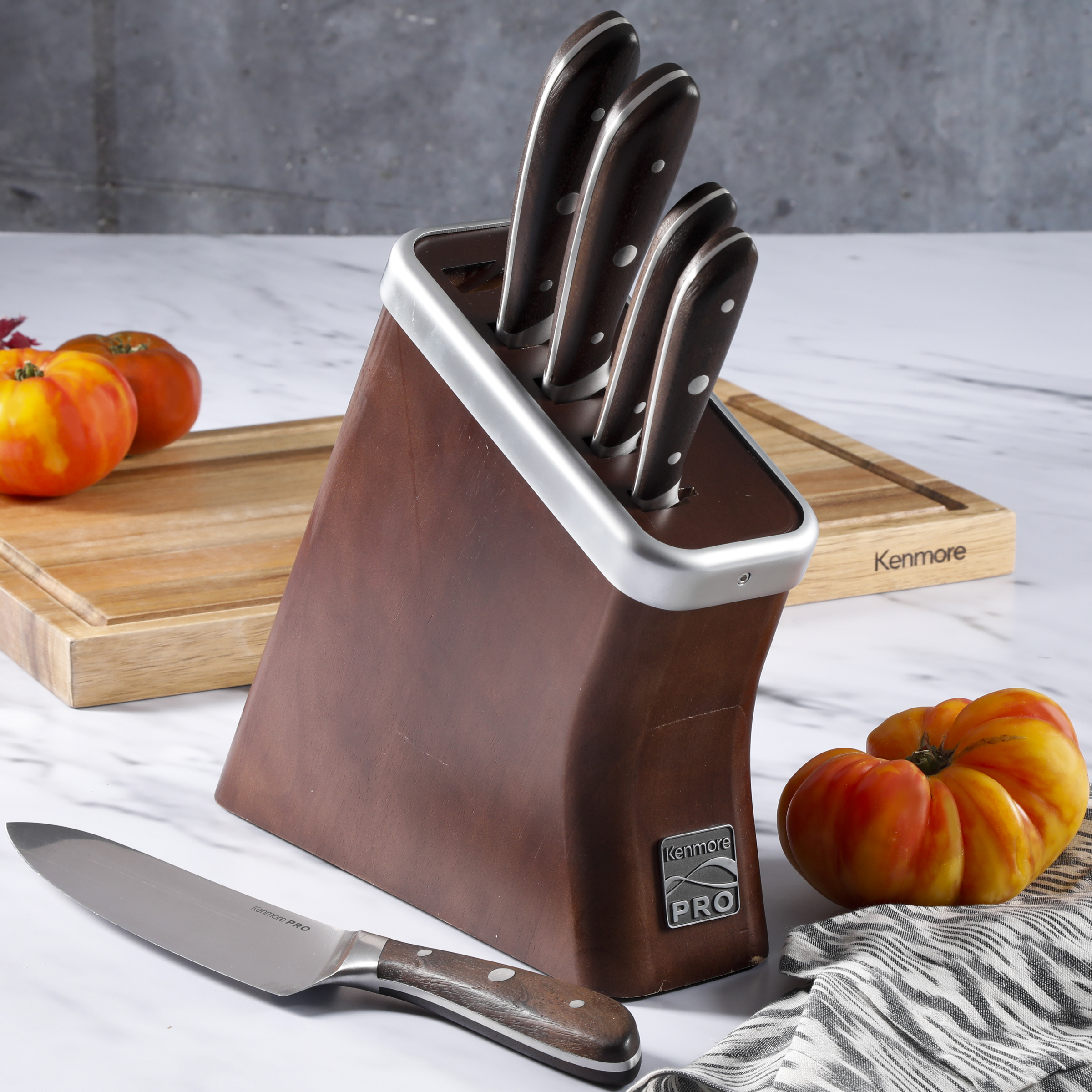 Pro Truman Stainless Steel Knife Block Set, 6-Piece, Walnut 12750206