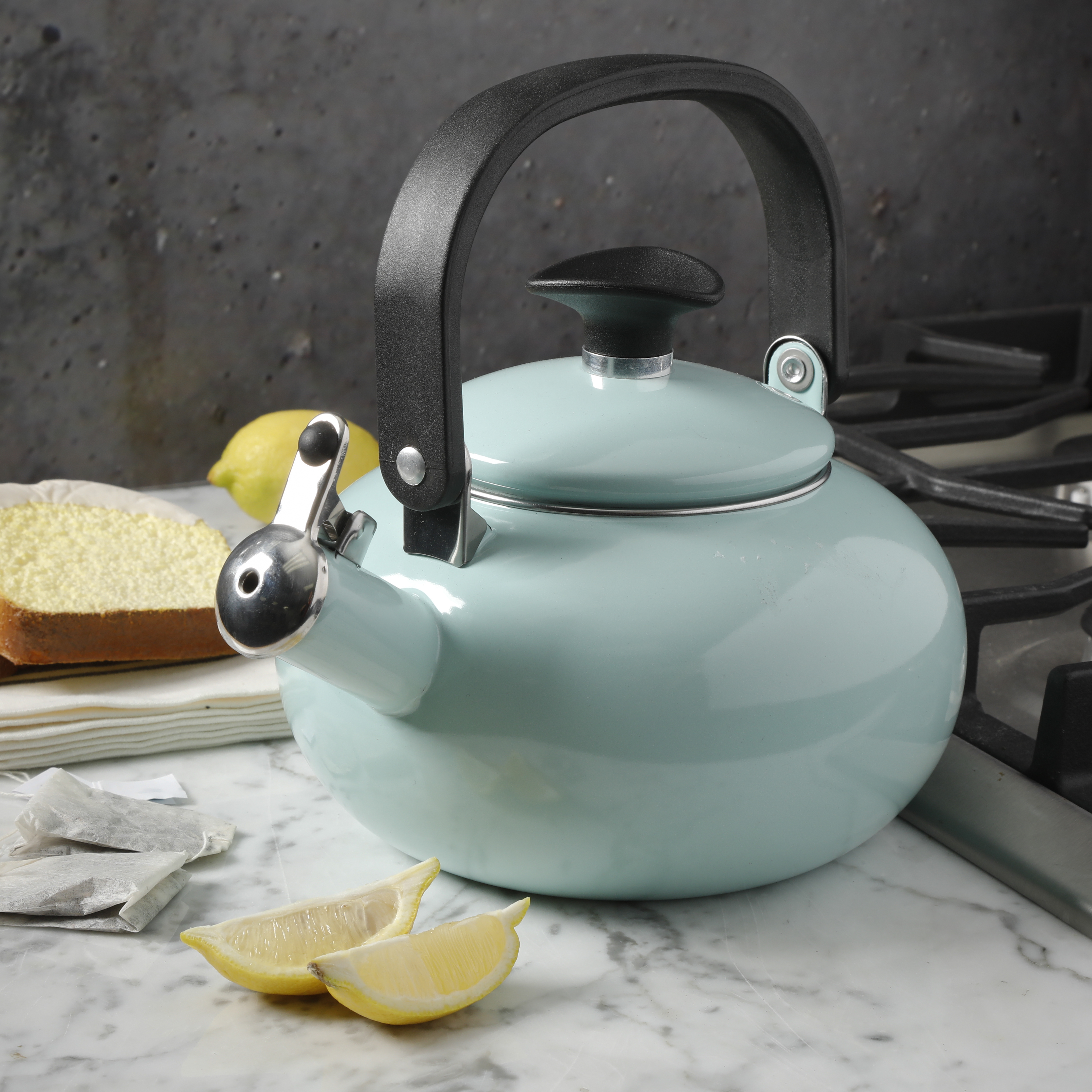 Broadway 1.5-quart Enamel on Steel Tea Kettle, Glacier Blue 12760101