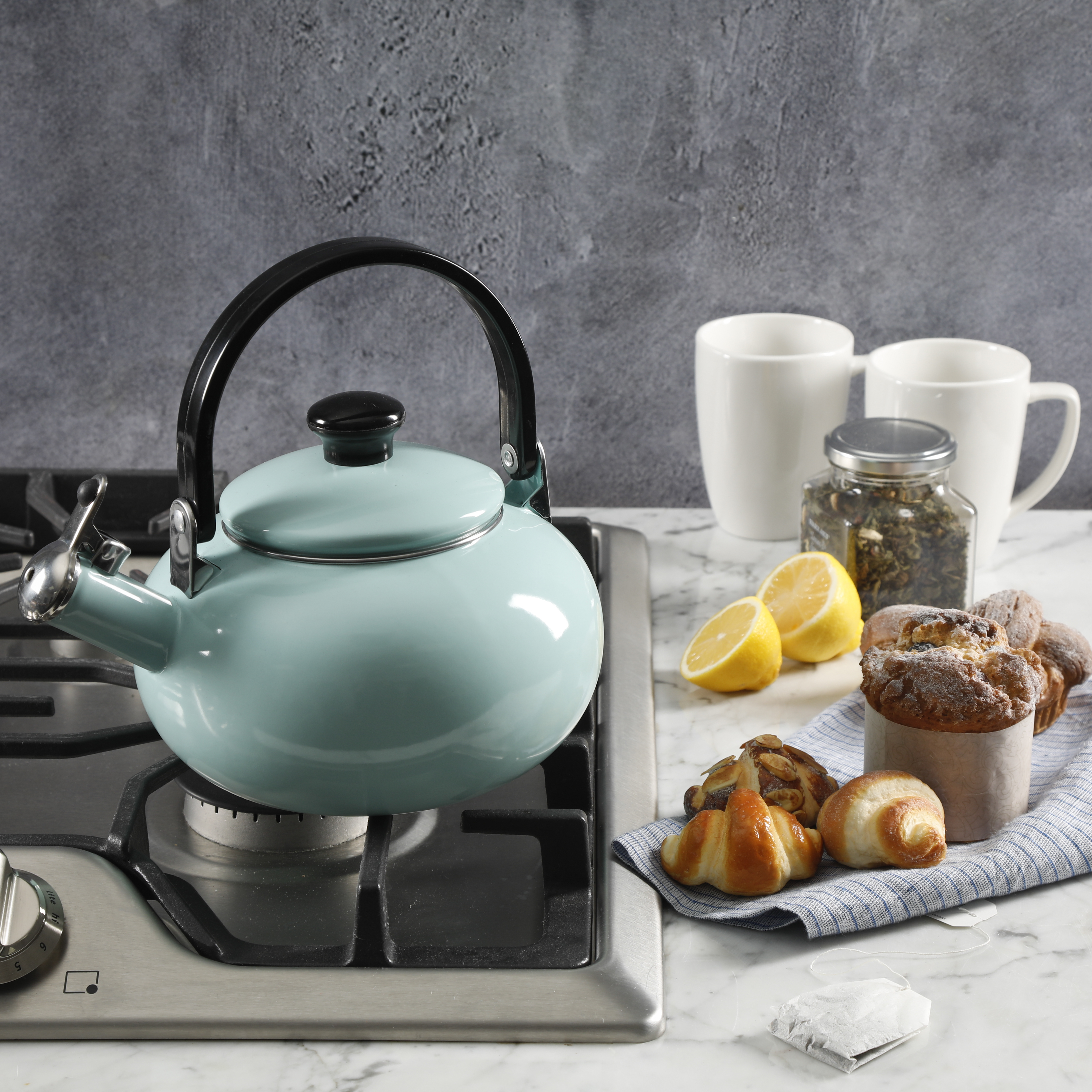 Broadway 1.5-quart Enamel on Steel Tea Kettle, Glacier Blue 12760101