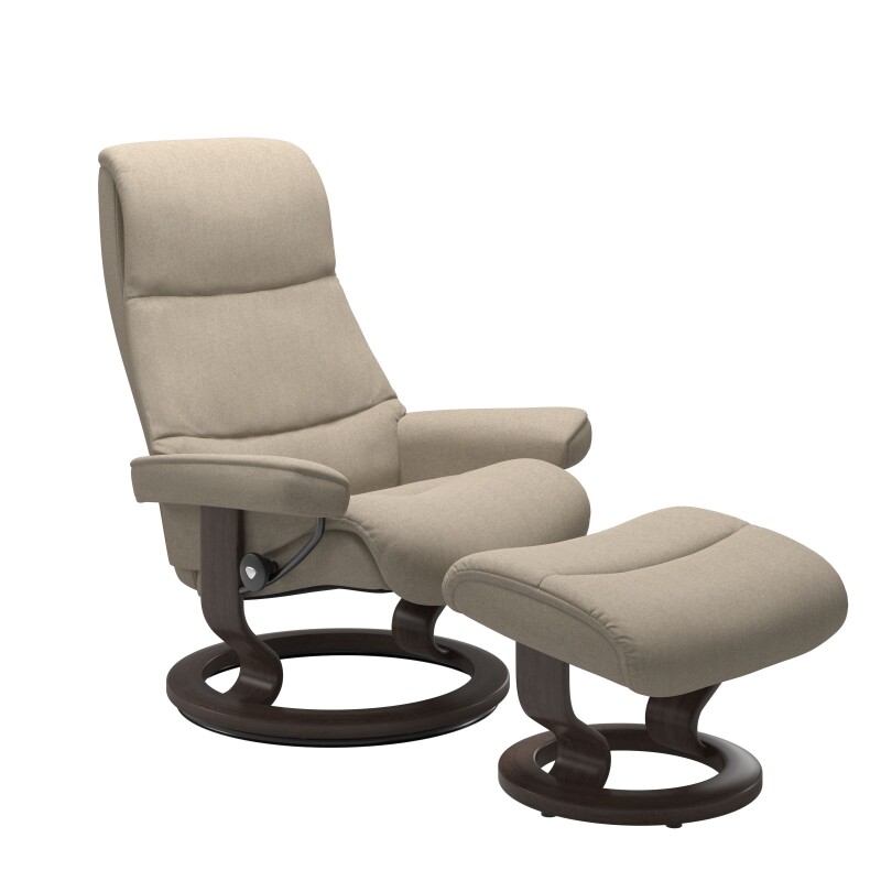 Stressless® View (M) Classic Base Recliner with Ottoman 13070155798111