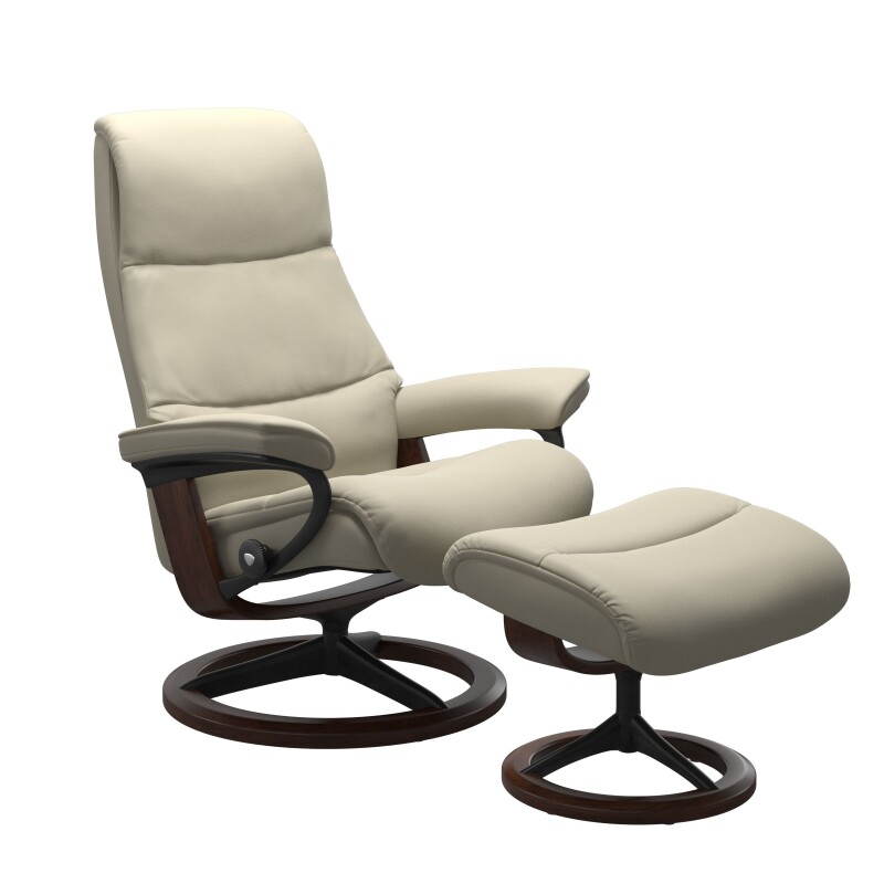 Stressless® View (M) Signature Base Recliner with Ottoman 1307315094154503