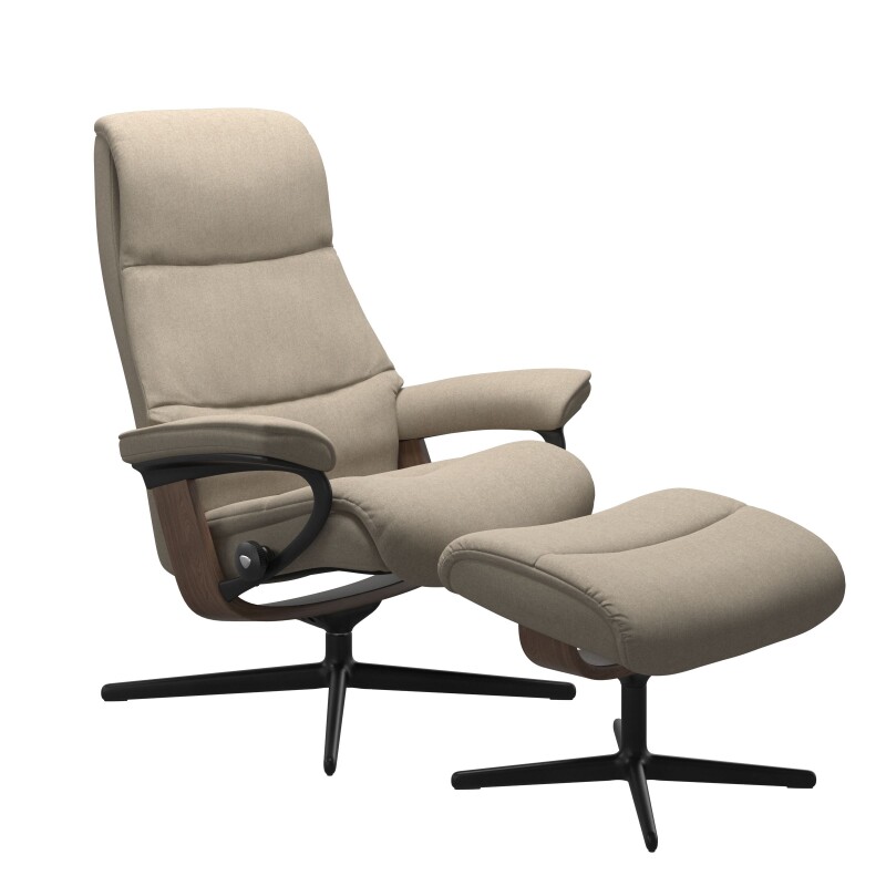 Stressless® View (M) Cross Base Recliner with Ottoman 1307317579814506