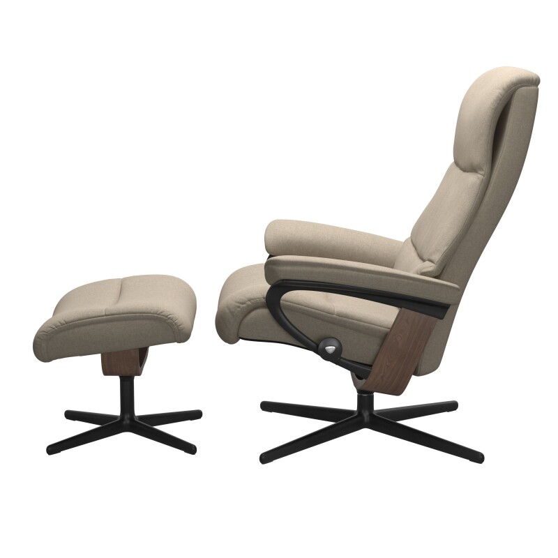 Stressless® View (M) Cross Base Recliner with Ottoman 1307317579814506
