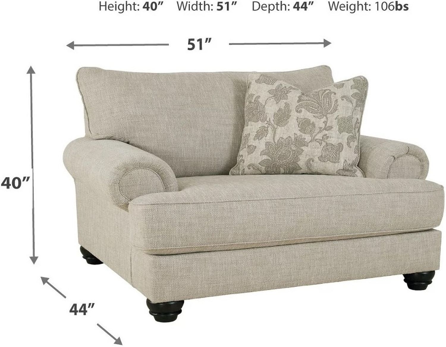 Asanti Oversized Chair In Fog 1320123