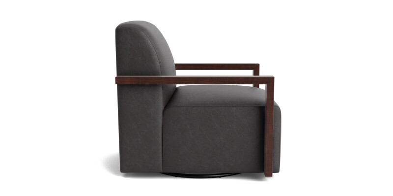 Creswell Leather Wood Arm Swivel Chair 132805L52