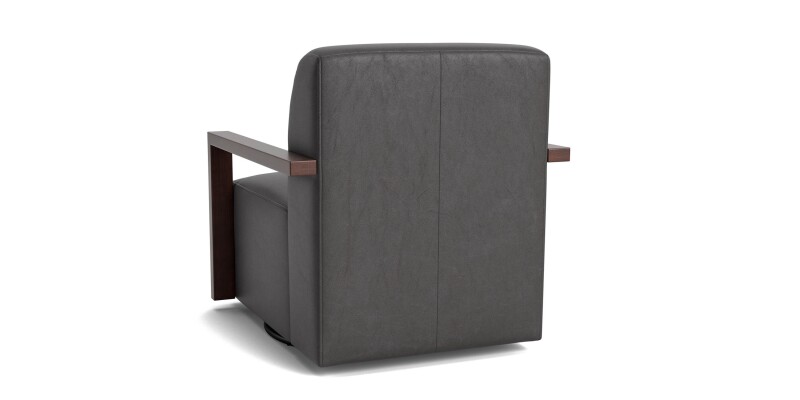 Creswell Leather Wood Arm Swivel Chair 132805L55