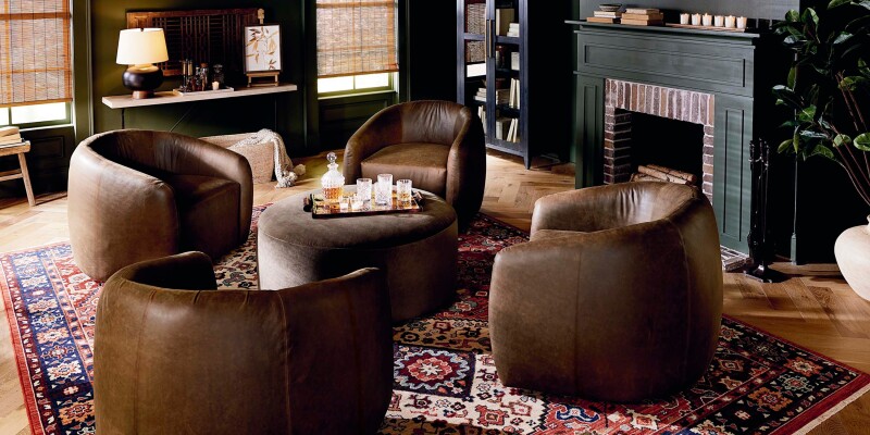 Garner Leather Barrel Swivel Chair 133205L53