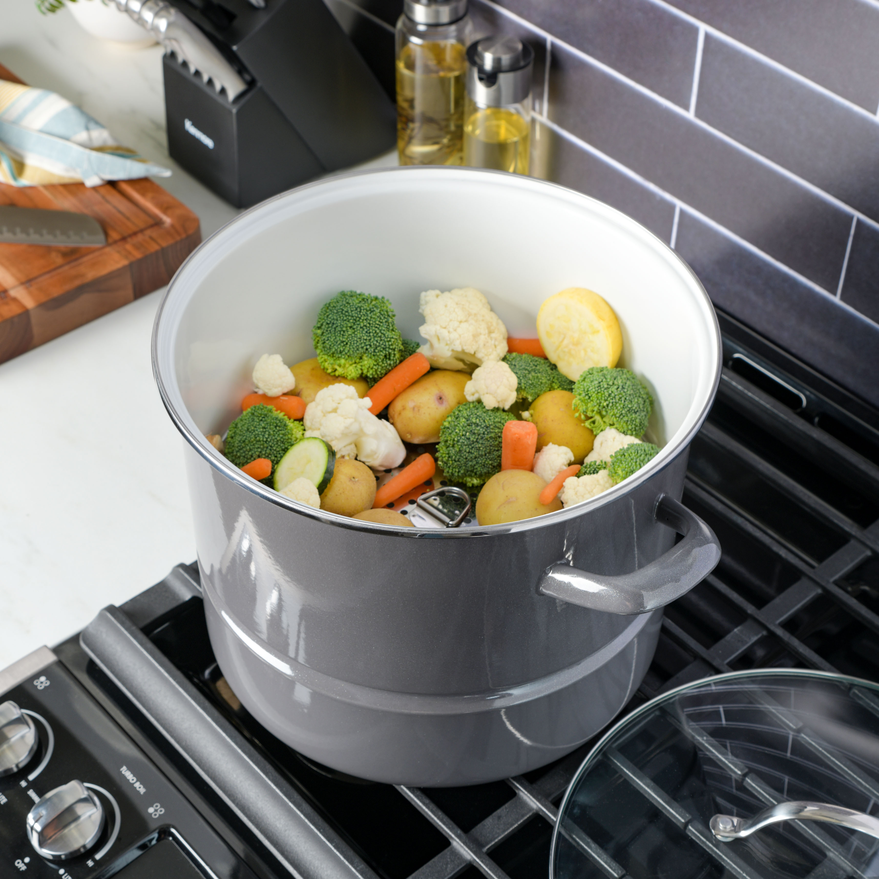 Broadway 16-Quart Steamer Stock Pot - Graphite Grey 13740903