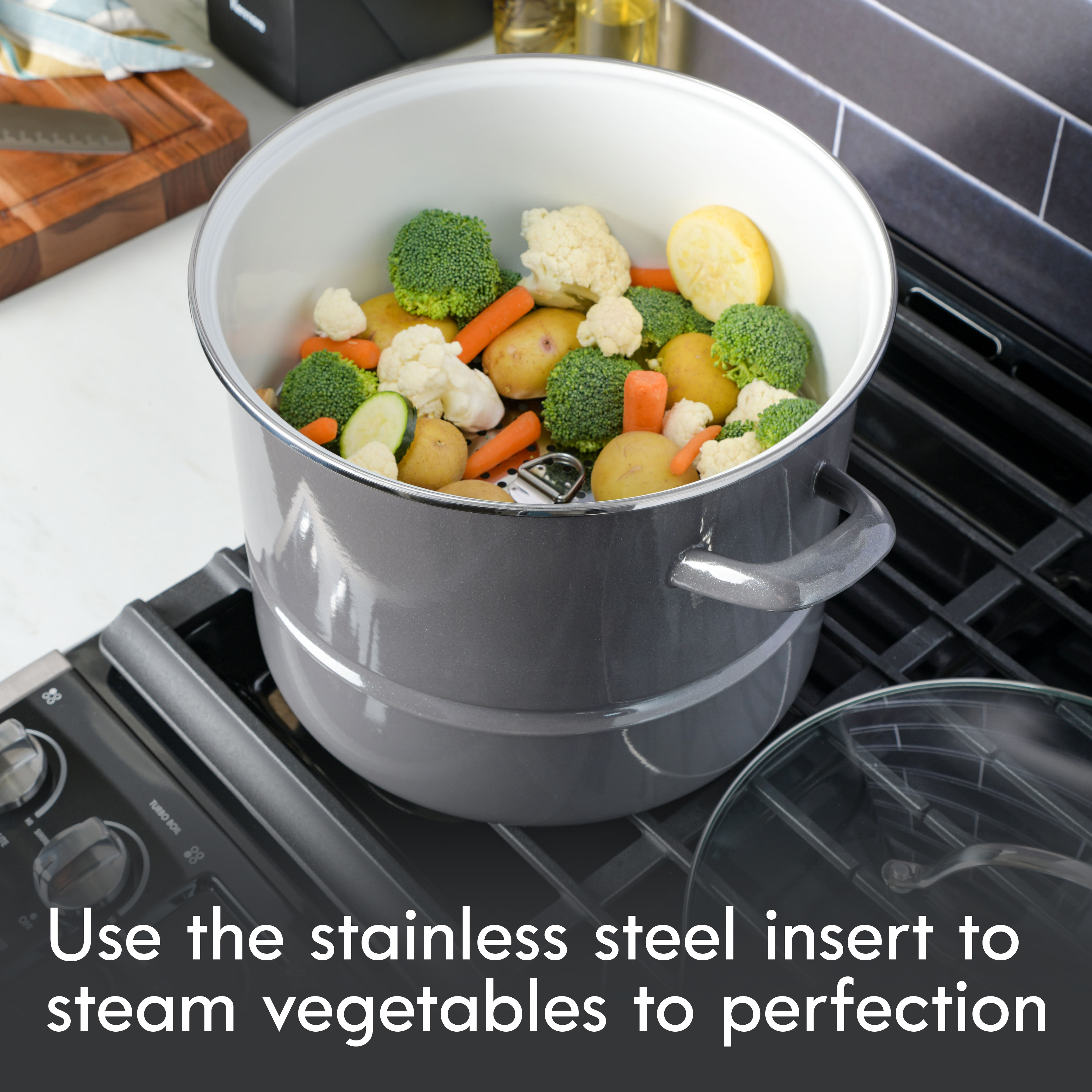 Broadway 16-Quart Steamer Stock Pot - Graphite Grey 13740903
