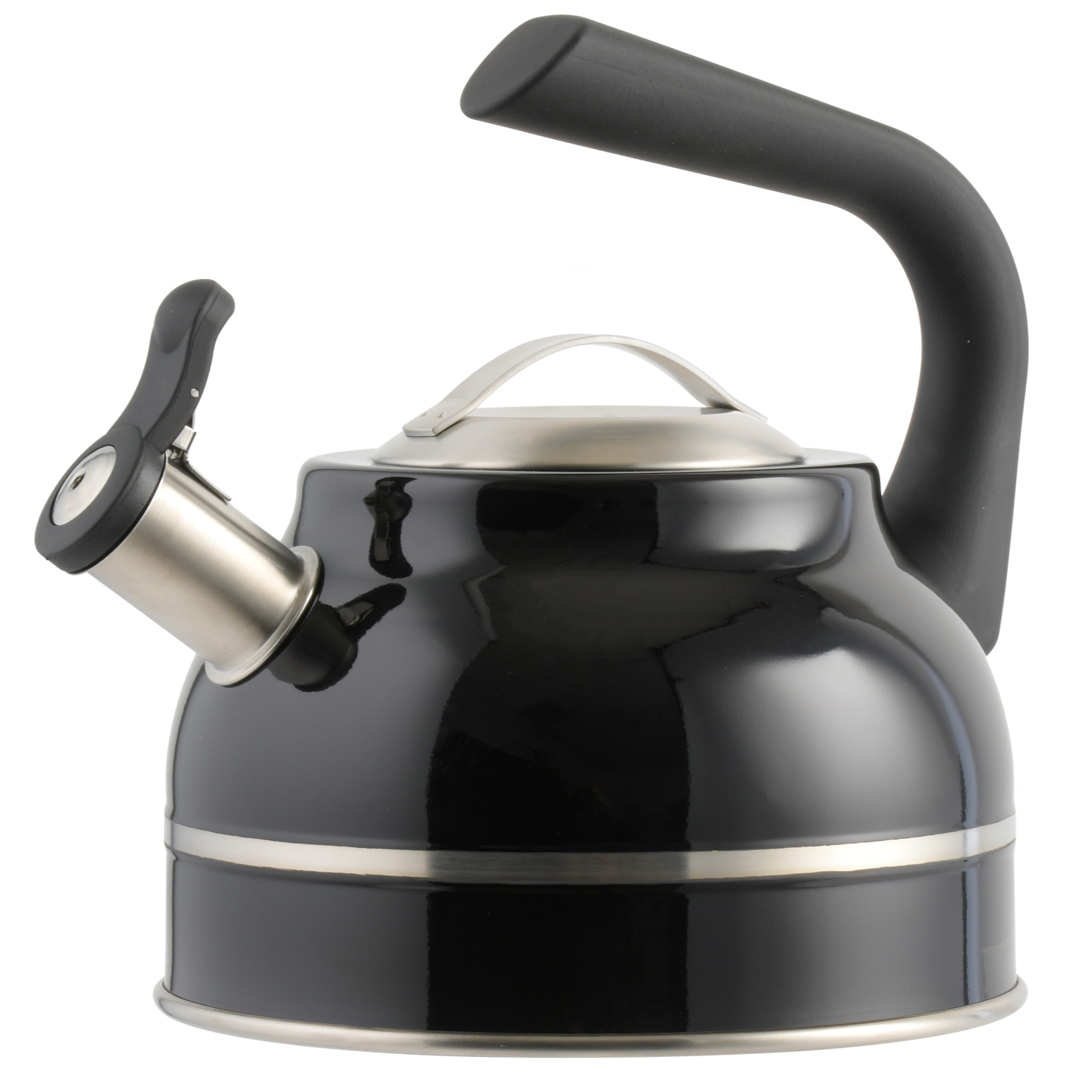 Elite Costner 2.3 Qt Stainless Steel Tea Kettle w/Encapsulated Base & Bakelite Handle - Satin Interior/Black Exterior 13741101