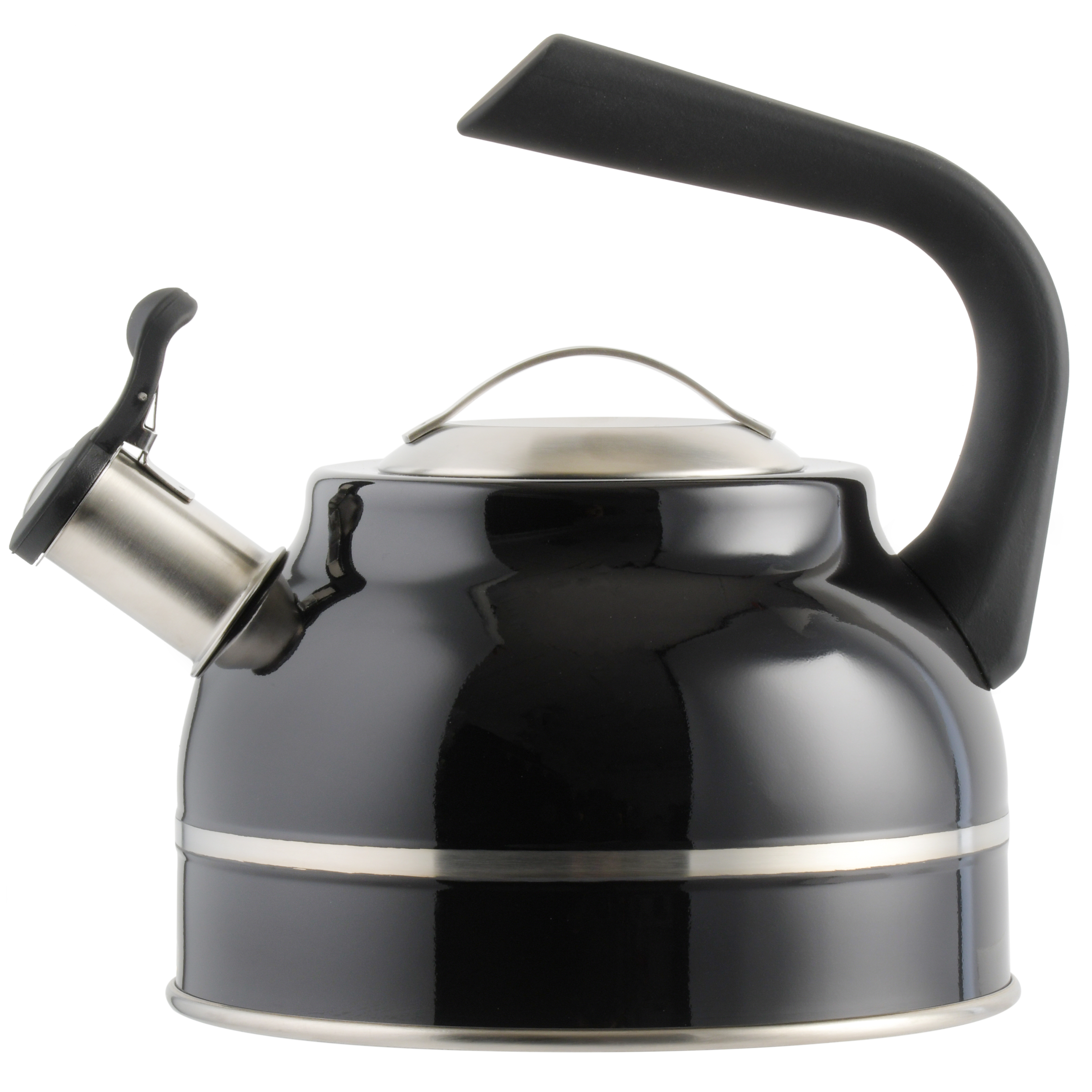 Elite Costner 2.3 Qt Stainless Steel Tea Kettle w/Encapsulated Base & Bakelite Handle - Satin Interior/Black Exterior 13741101