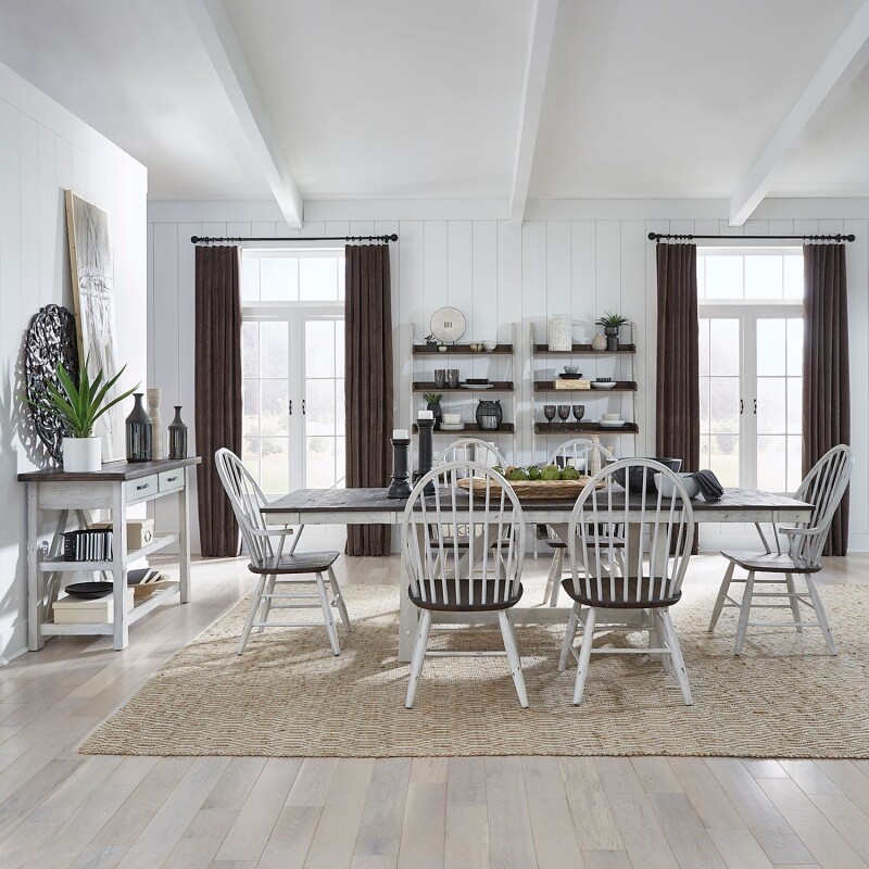 Farmhouse Optional 7 Piece Trestle Table Set 139WHCDO7TRS
