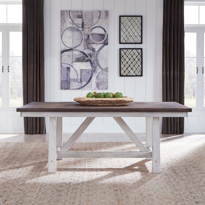Farmhouse Fixed Top Trestle Table 139WHT4078