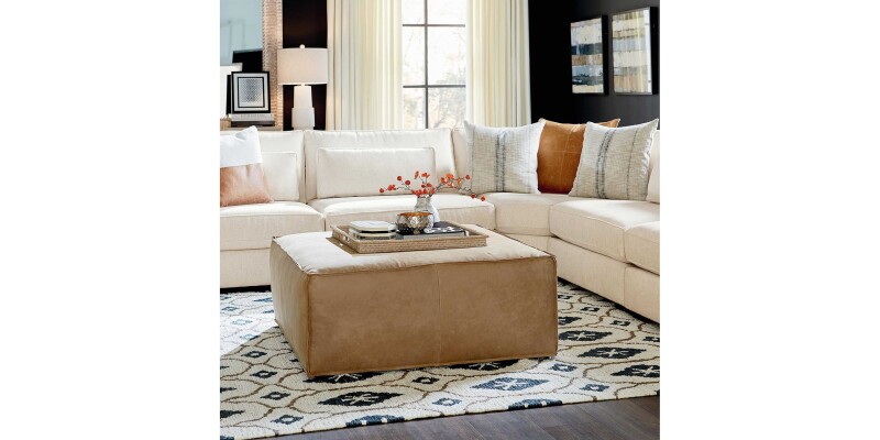 Rhonda Square Leather Ottoman 14084040L53