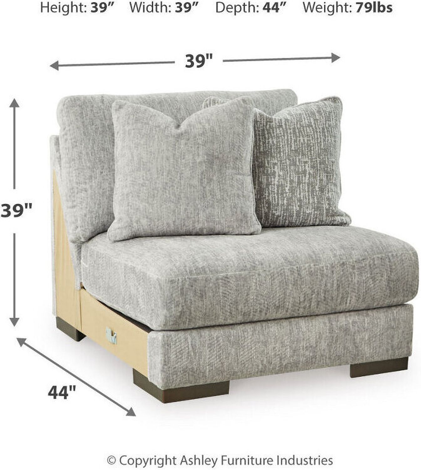 Regent Park Armless Chair In Pewter 1440446