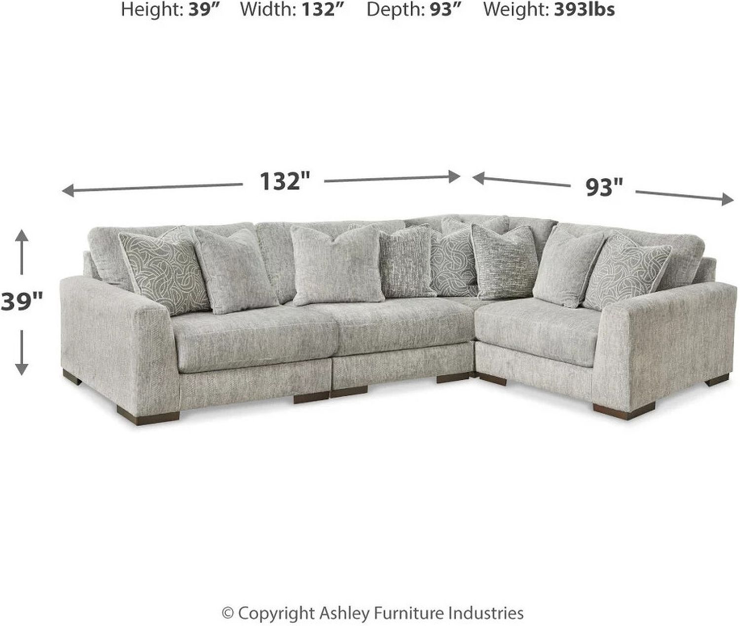 Regent Park 4-Piece Modular Sectional In Pewter 14404S2