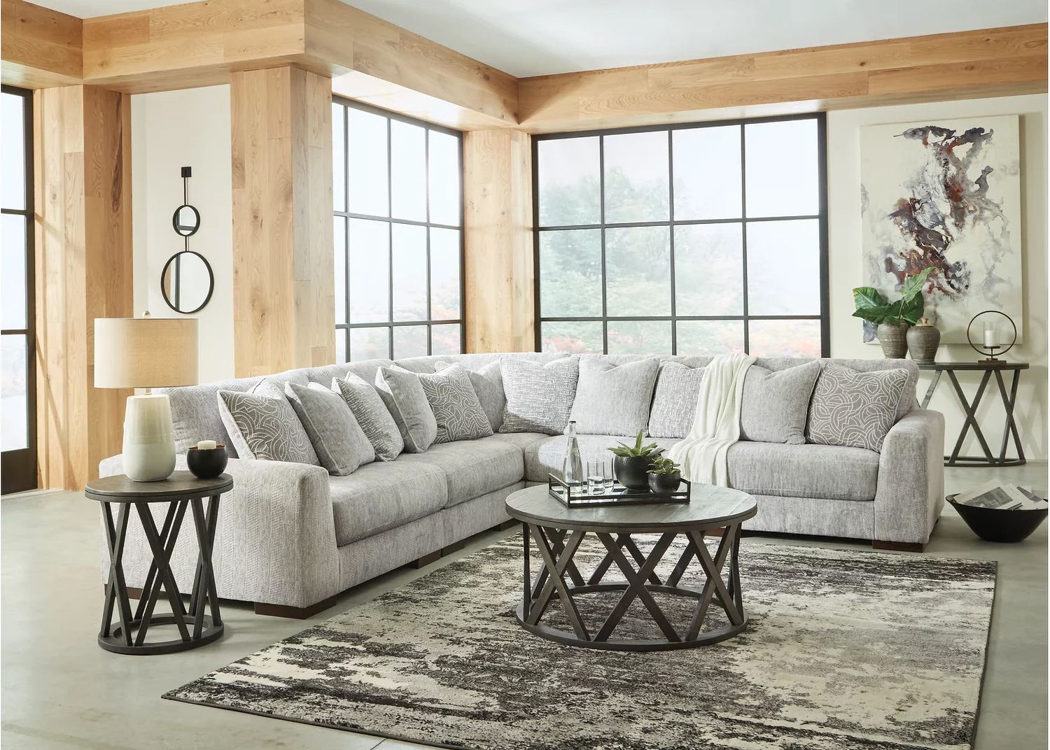Regent Park 5-Piece Sectional In Pewter 14404S3