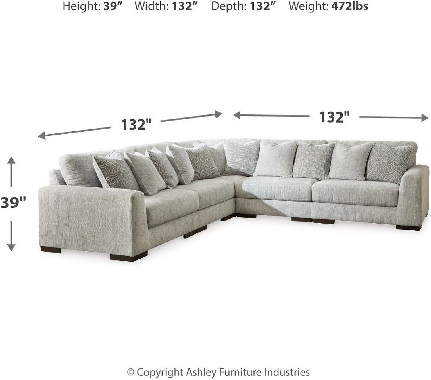 Regent Park 5-Piece Sectional In Pewter 14404S3