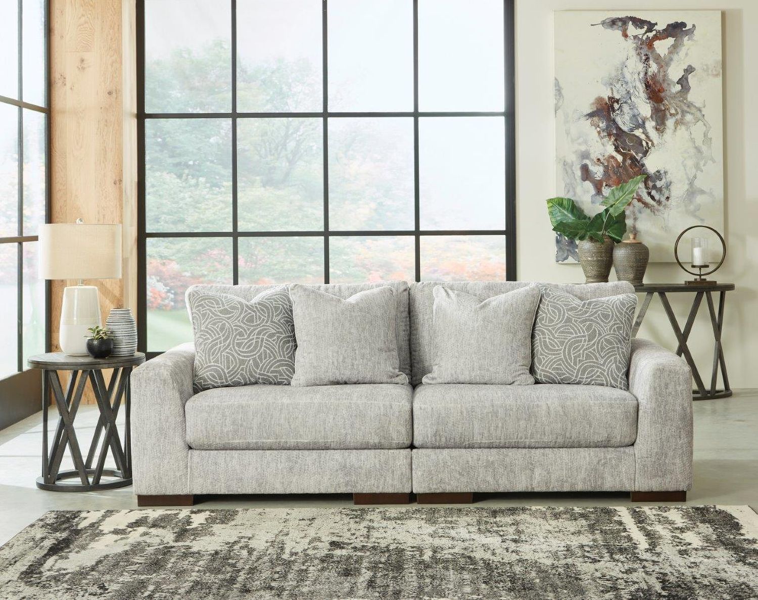 Regent Park Modular Loveseat In Pewter 14404S4
