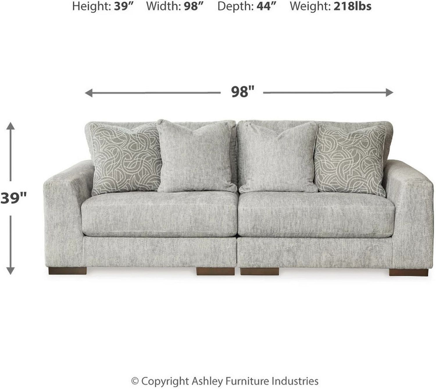 Regent Park Modular Loveseat In Pewter 14404S4