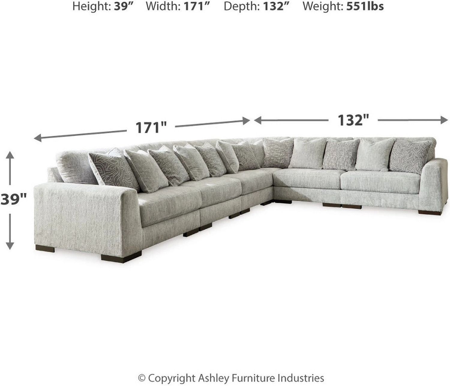 Regent Park 6-Piece Sectional In Pewter 14404S7