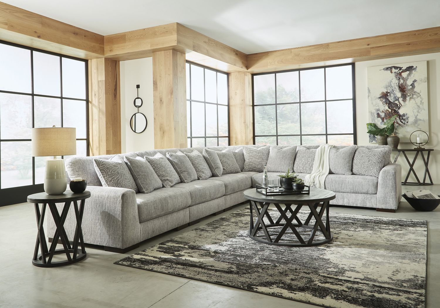 Regent Park 6-Piece Sectional In Pewter 14404S7