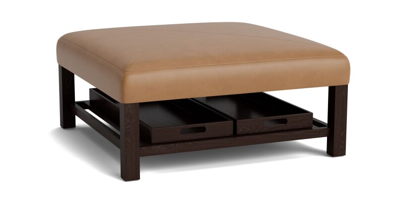 Lori Leather Ottoman with Trays 15083939L61
