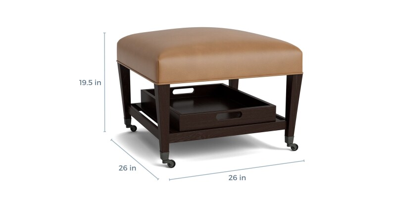 Kara Leather Ottoman with Trays 15102525L61