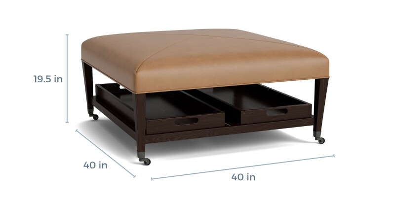 Kara Leather Ottoman with Trays and Casters 15103939L54