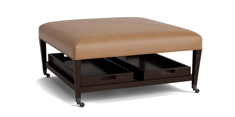 Kara Leather Ottoman with Trays 15103939L58