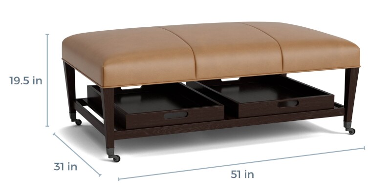 Kara Leather Ottoman with Trays and Casters 15105030L53
