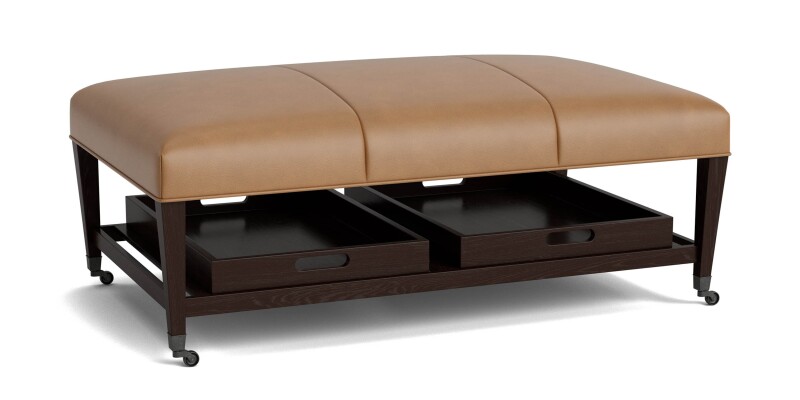 Kara Leather Ottoman with Trays 15105030L56