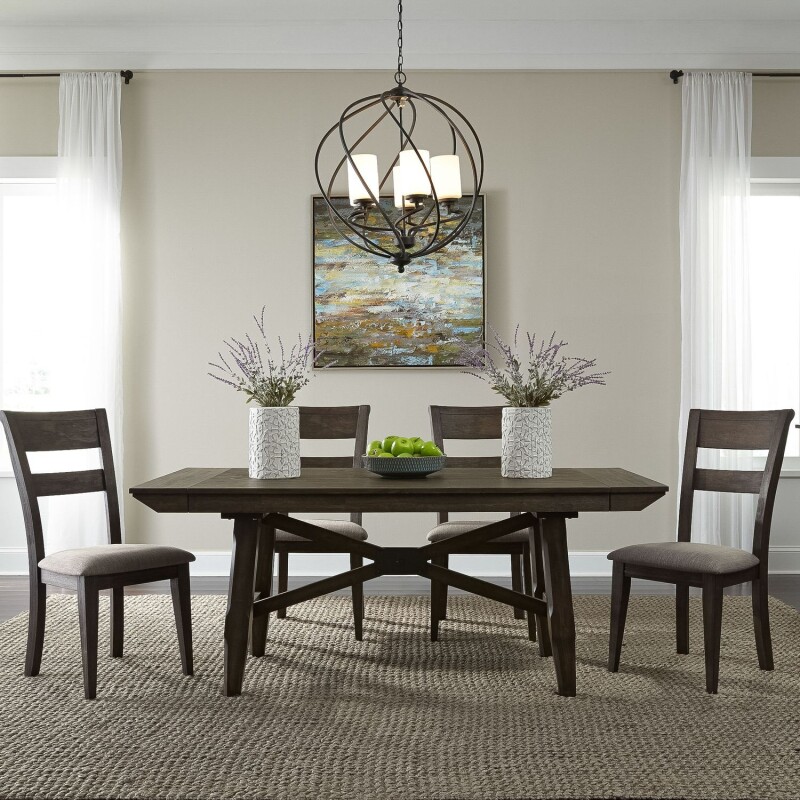 Double Bridge 5 Piece Trestle Table Set 152CD5TRS