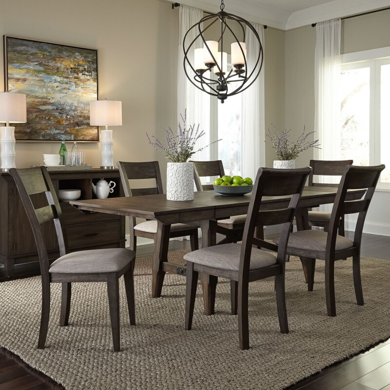 Double Bridge 7 Piece Trestle Table Set 152CD7TRS