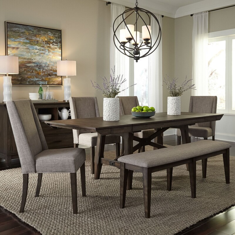 Double Bridge Optional 6 Piece Trestle Table Set 152CDO6TRS